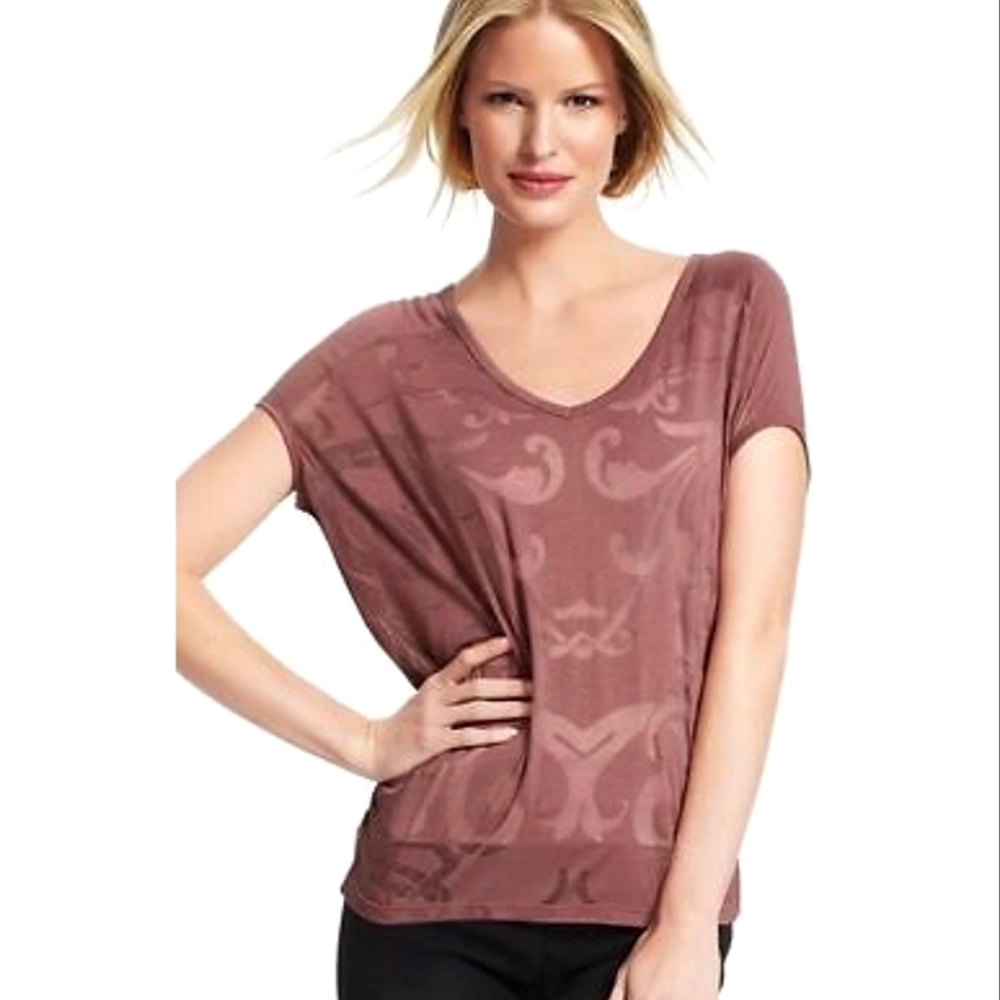 CAbi Charm Mauve Burnout Shirt- Size S